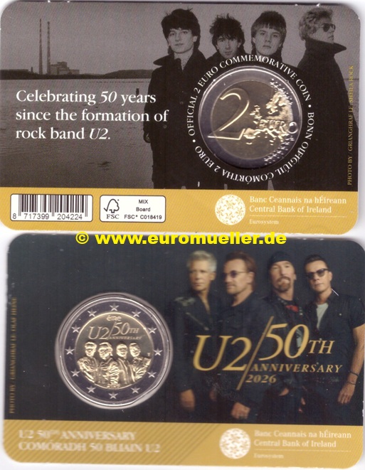 Irland 2 Euro Gedenkmünze 2026...Rockband U2   