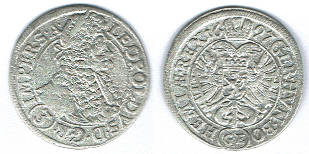  SZAIVERT RDR HABSBURG ÖSTERREICH BÖHMEN LEOPOLD I. 3 KREUZER GROSCHEN 1697 GE PRAG   