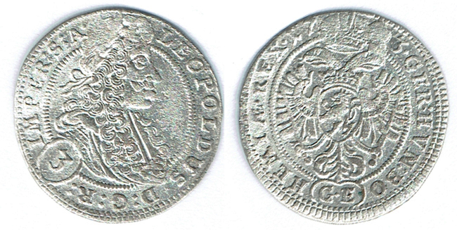  SZAIVERT RDR HABSBURG ÖSTERREICH BÖHMEN LEOPOLD I. 3 KREUZER GROSCHEN 1703 GE PRAG   