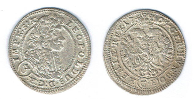  SZAIVERT RDR HABSBURG ÖSTERREICH BÖHMEN LEOPOLD I. 3 KREUZER GROSCHEN 1704 GE PRAG   