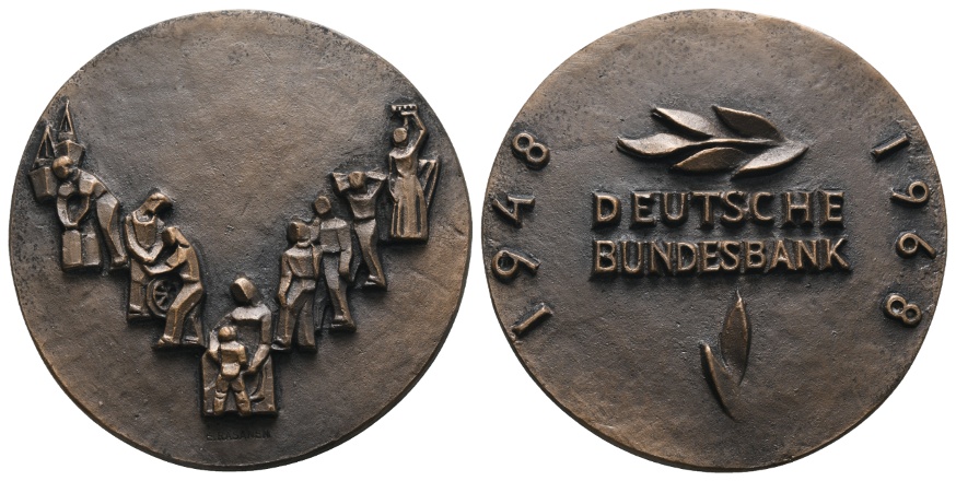  Medaille 1968; Deutsche Bundesbank; bronze; 260g; Ø 77,45 mm, in Schatulle   