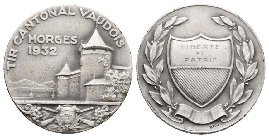  Schützenmedaille; Schweiz; zum Kantonalen Schützenfest; silber; 17,29 g; Ø 33,19 mm, in Karton   