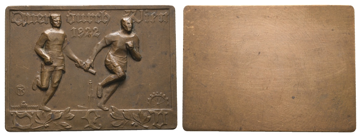  Plakette 1922; Quer durch Wien; bronze; 15,71 g; B 39,99 mm x H 29,29 mm   