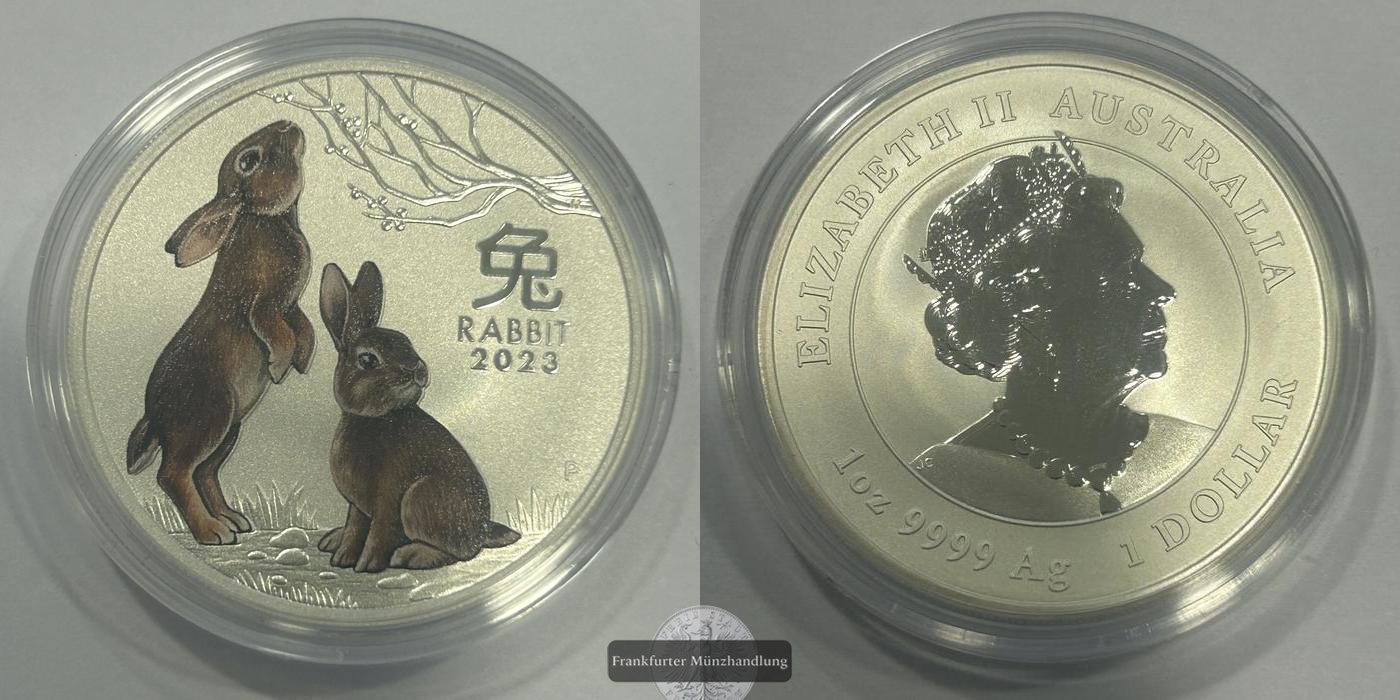  Australien / 1 Dollar Lunar III Hase 1 oz 2023 Frankfurt Feinsilber: 31,10g   