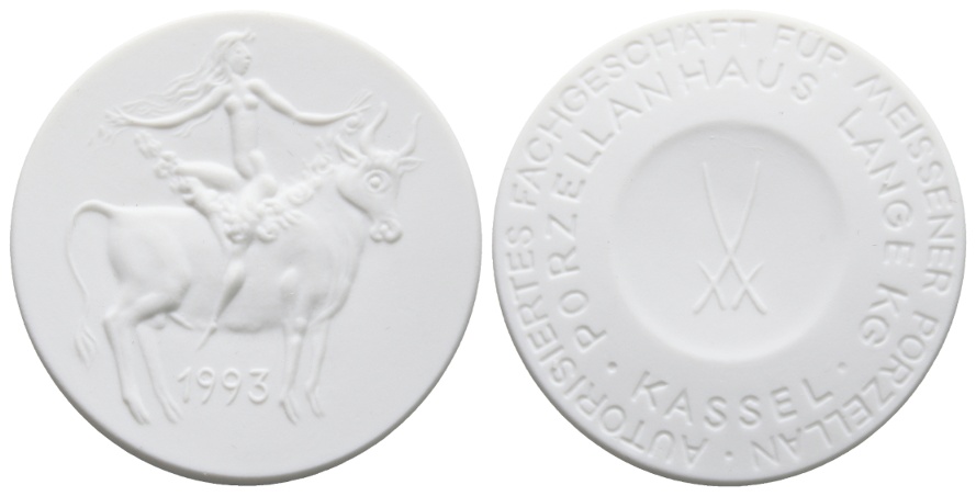  Medaille 1993; Porzellanhaus Lange KG Kassel; Porzellan; 25,93 g; Ø 50,80 mm   