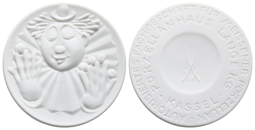  Medaille; Porzellanhaus Lange KG Kassel; Porzellan; 22,32 g; Ø 51,37 mm, im Karton   
