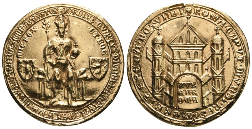  Medaille; Abguss vom Originalsiegel; vergoldet; 99,88 g; Ø 60,43 mm   