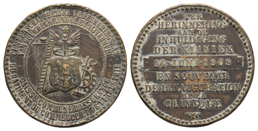  Medaille 1909; Belgien; Klinkeinweihung; Bronze; 19,80 g; Ø 35,01 mm   