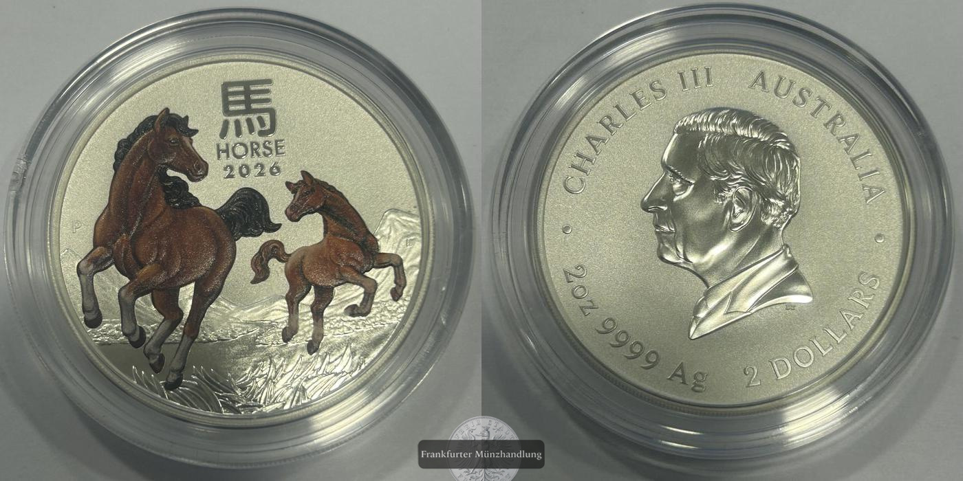  Australien / 2 Dollars Lunar III Pferd 2 oz 2026 FM-Frankfurt Feinsilber: 62,21g   