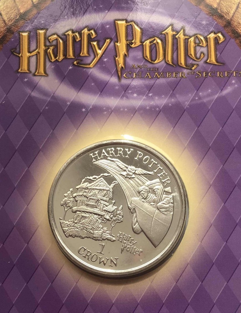  Harry Potter Münze -Heulende Hütte - 2002 - Isle Of Man – Blister   