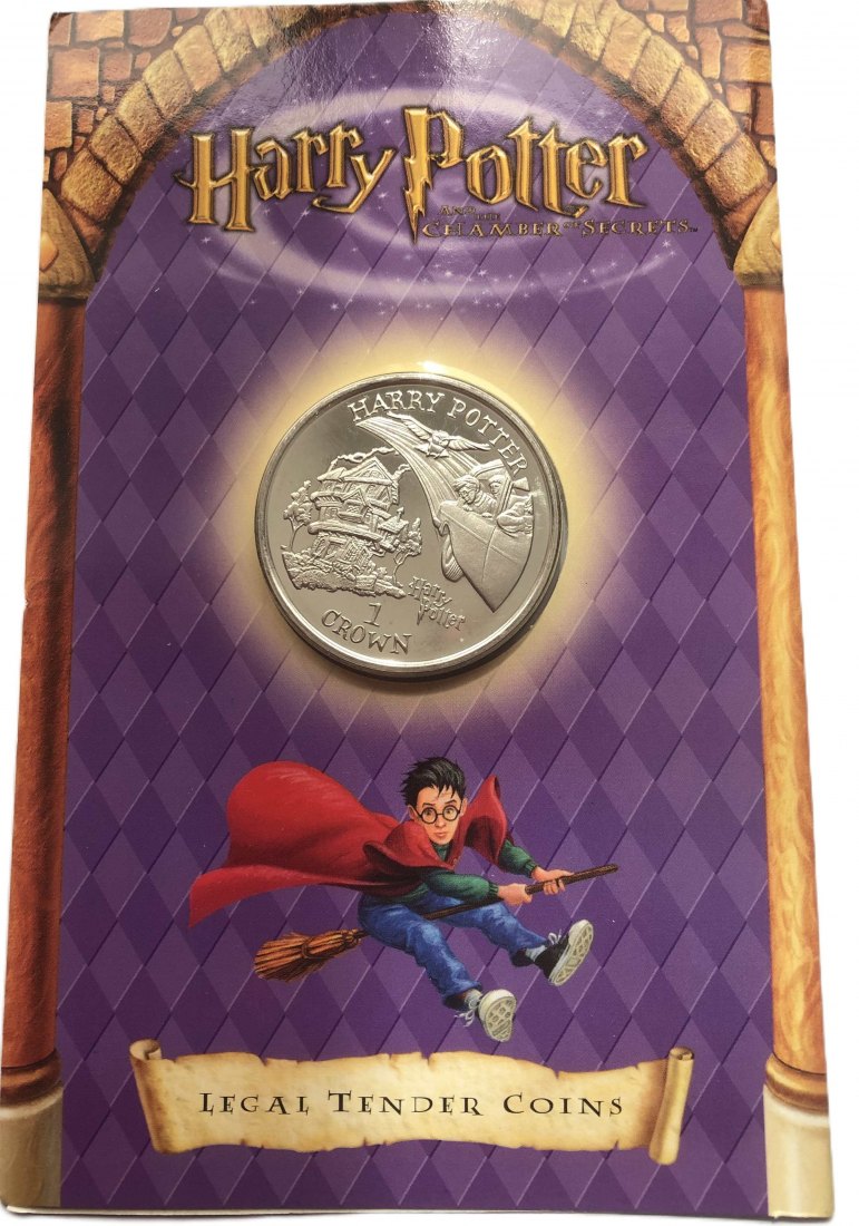  Harry Potter Münze -Heulende Hütte - 2002 - Isle Of Man – Blister   
