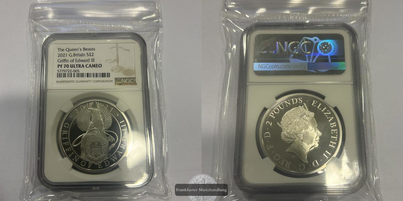  Großbritannien / 2 Pounds Queen´s Beasts 1 oz 2021 FM-Frankfurt Feinsilber: 31,10 g   