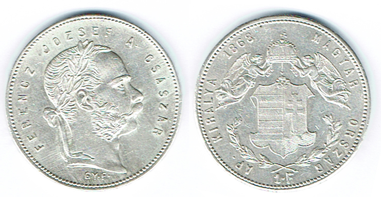 SZAIVERT KAISERREICH ÖSTERREICH UNGARN FRANZ JOSEPH FORINT GULDEN 1868 GYF   