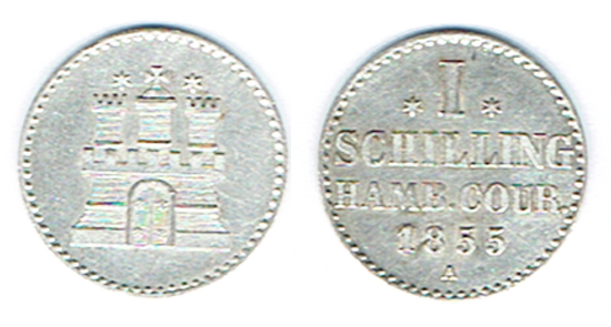  SZAIVERT ALTDEUTSCHLAND HAMBURG 1 SCHILLING 1855   