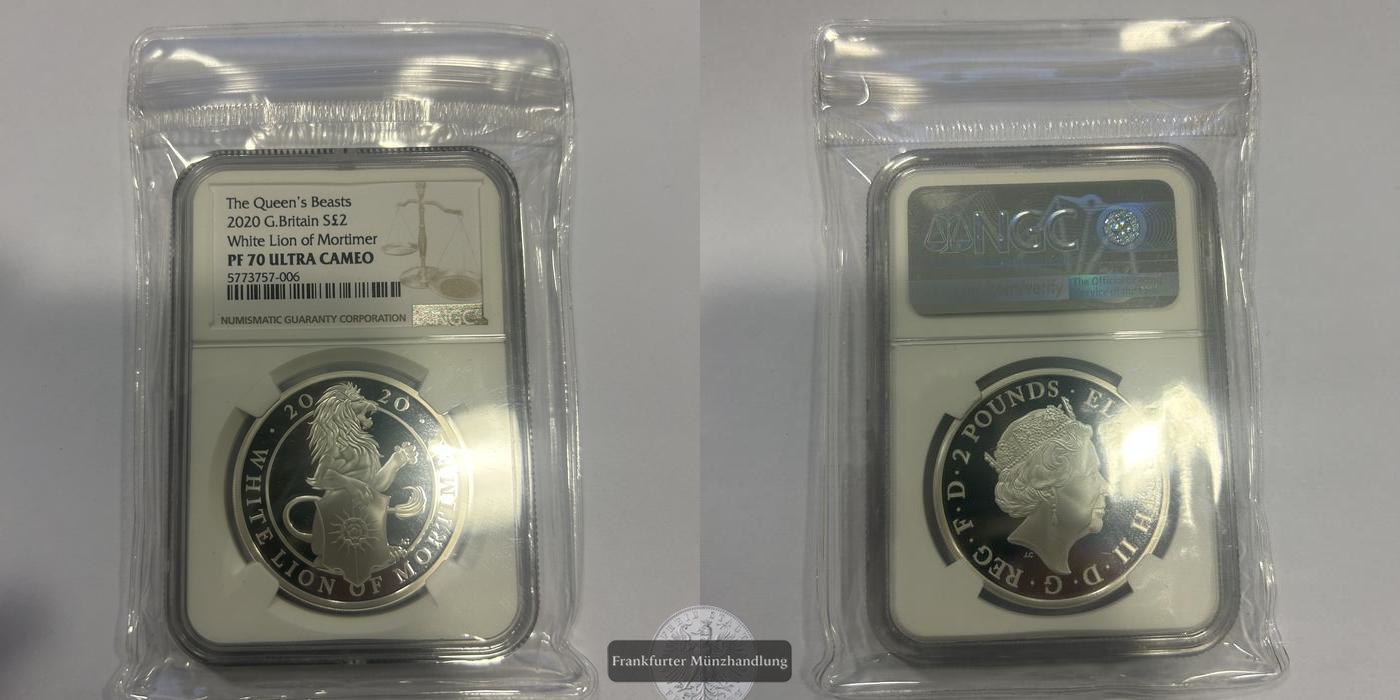  Großbritannien / 2 Pounds Queen´s Beasts 1 oz 2020 FM-Frankfurt Feinsilber: 31,10 g   