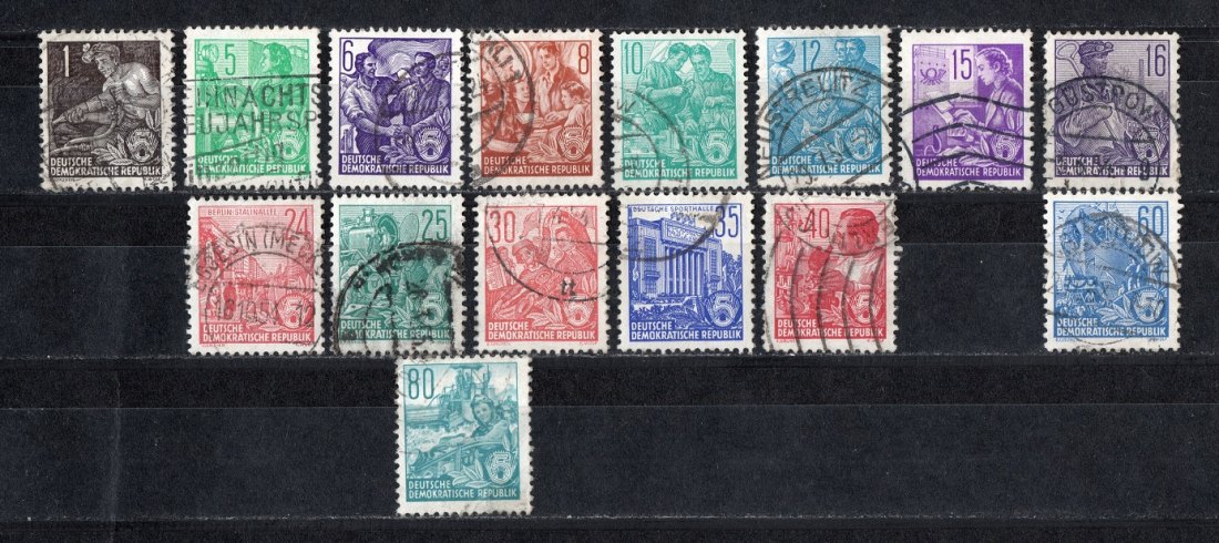 DDR 1953 Mi.362-379 Echt Gelaufen/ 3 Werte fehlen! Somit Mi 78,- €/ Top Stempel/ RAR