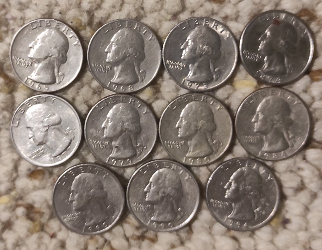  Set 096: USA Münzlot mit 11 Quater Dollar verschiedener Prägejahre   