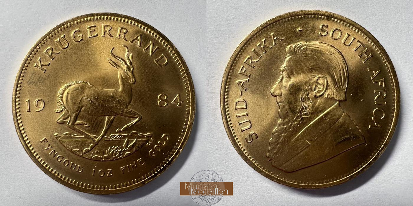  Süd Afrika 1 Ounce Krugerrand 1984 MM-FRANKFURT KM#73 Feingold: 31,1g   