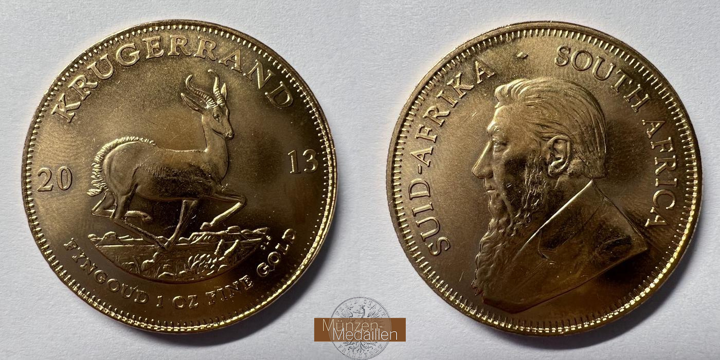  Süd Afrika 1 Ounce Krugerrand 2013 MM-FRANKFURT KM#73 Feingold: 31,1g   