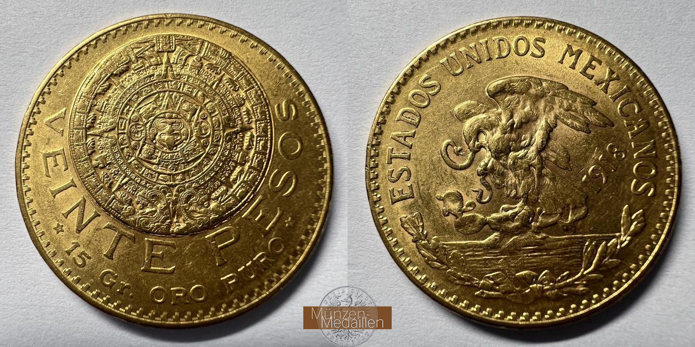  Mexiko 20 Pesos 1918 MM-FRANKFURT KM#478 Feingold: 15g   
