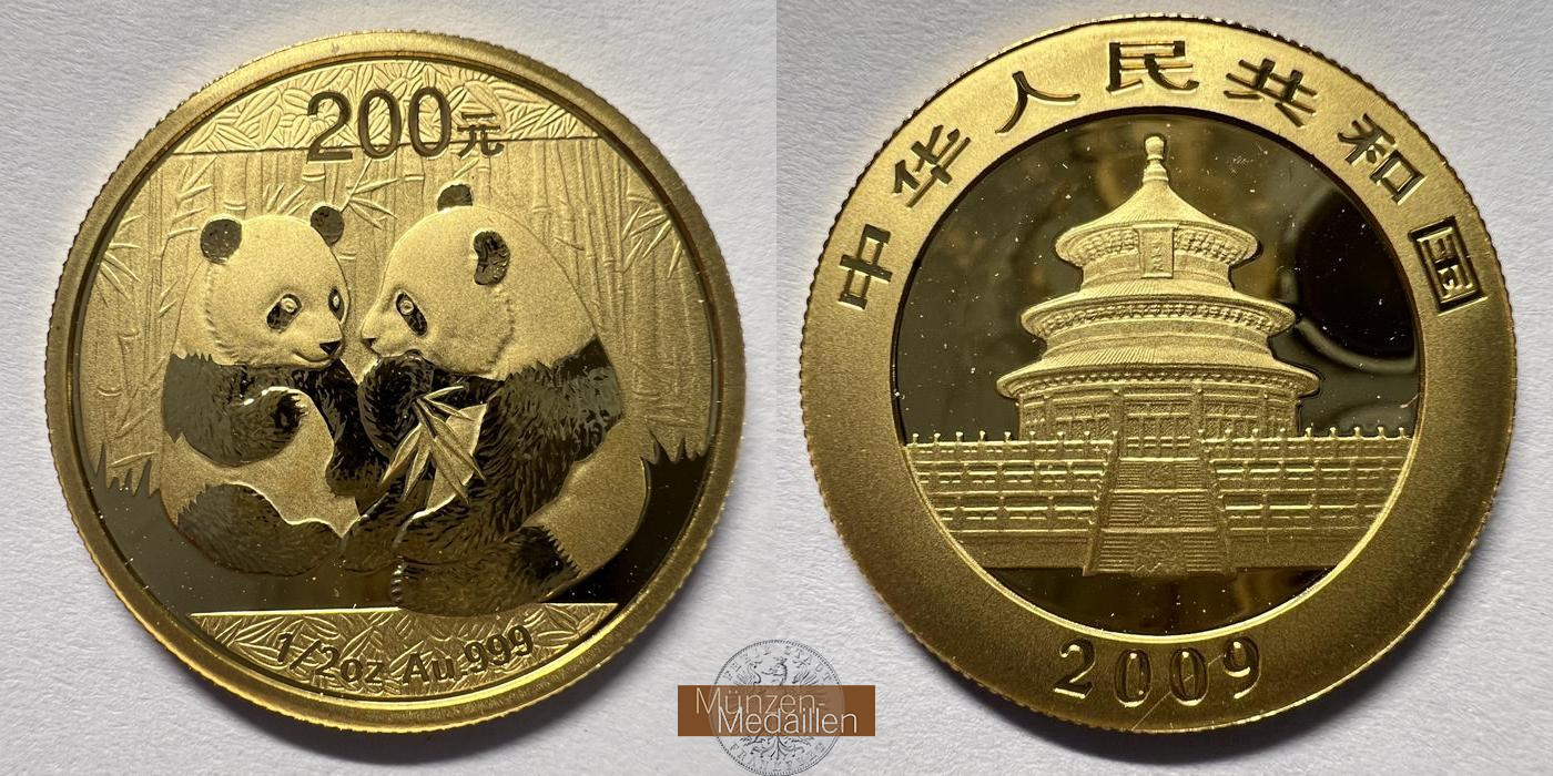  China 200 Yuan 2009 (Panda) MM-FRANKFURT KM#1870 Feingold: 15,5g   