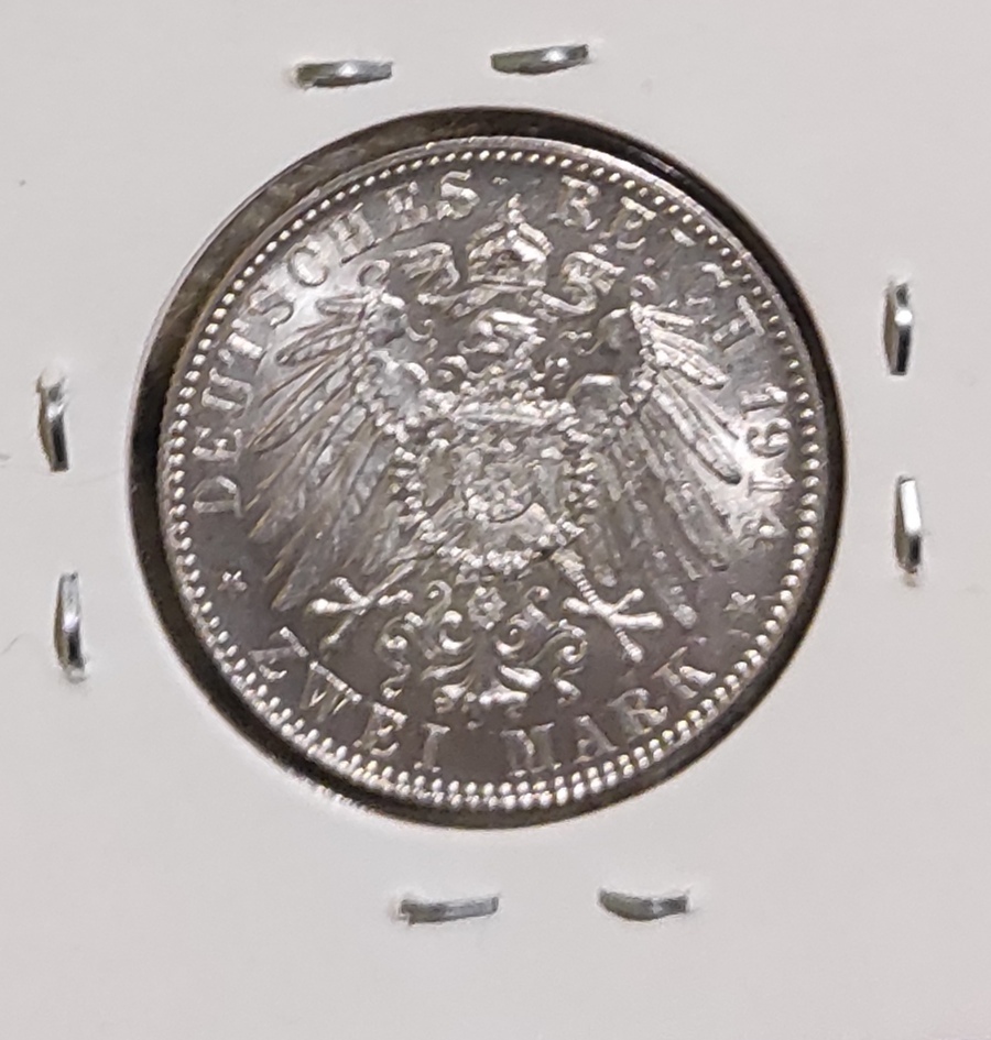  Kaiserreich Bayern 2 Mark 1914, SILBER   