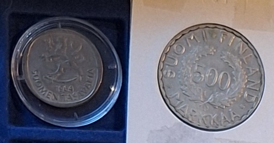  Finnland-Set 501 Markkaa Umlauf- bzw. Sondergedenkmünze 1964/1952 Silber   