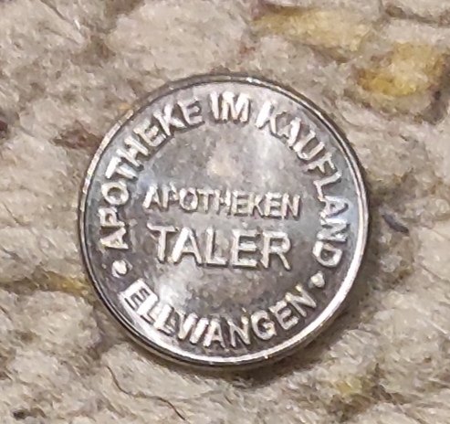  z14: Apotheken Taler, Text: APOTHEKENTALER HURE TREUE WIRD BELOHNT   