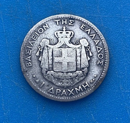  SILBER - Griechenland (Königreich) 1 Drachme 1873 A (Georg I.) Königswappen   
