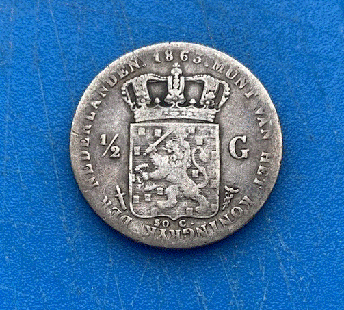  SILBER - Niederlande 1/2 Gulden 1863 (Halve Gulden / 50 Cents) Willem III.   
