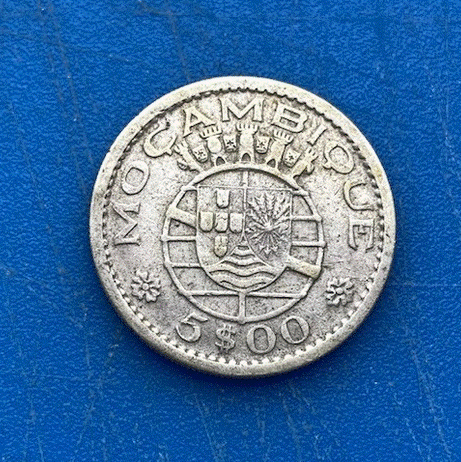  SILBER - Mosambik 5 Escudos 1960 Portugiesische Überseeprovinz   