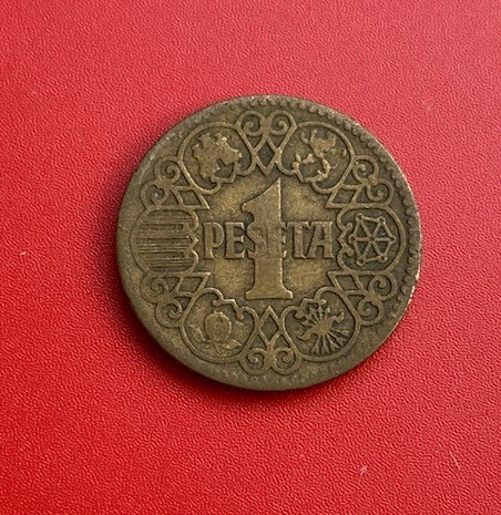  Spanien 1 Peseta 1944 Gekröntes Staatswappen mit Säulen des Herkules   
