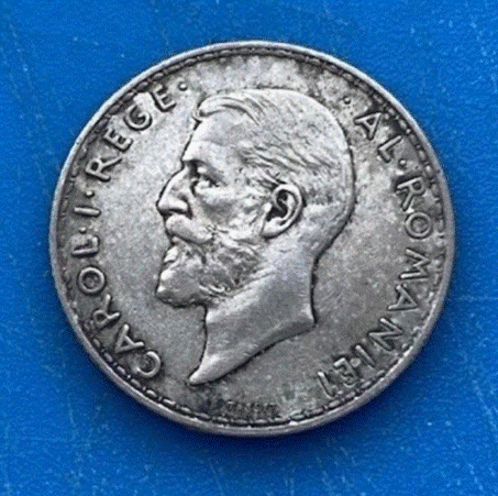 SILBER - Rumänien (Königreich) 1 Leu 1914 Carol I.   