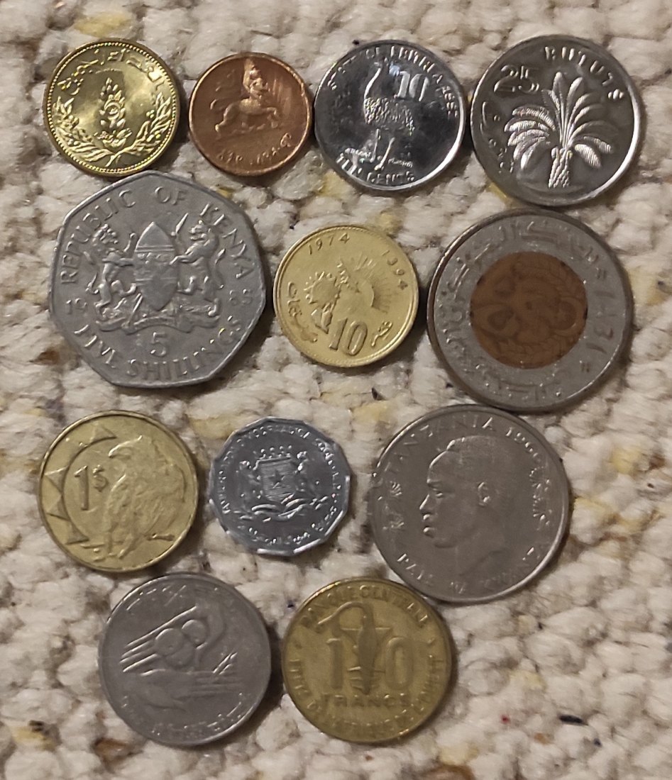  s009: 12 Länder/12 Münzen, AFRIKA, 12 Münzen aus 12 verschiedenen Ländern   