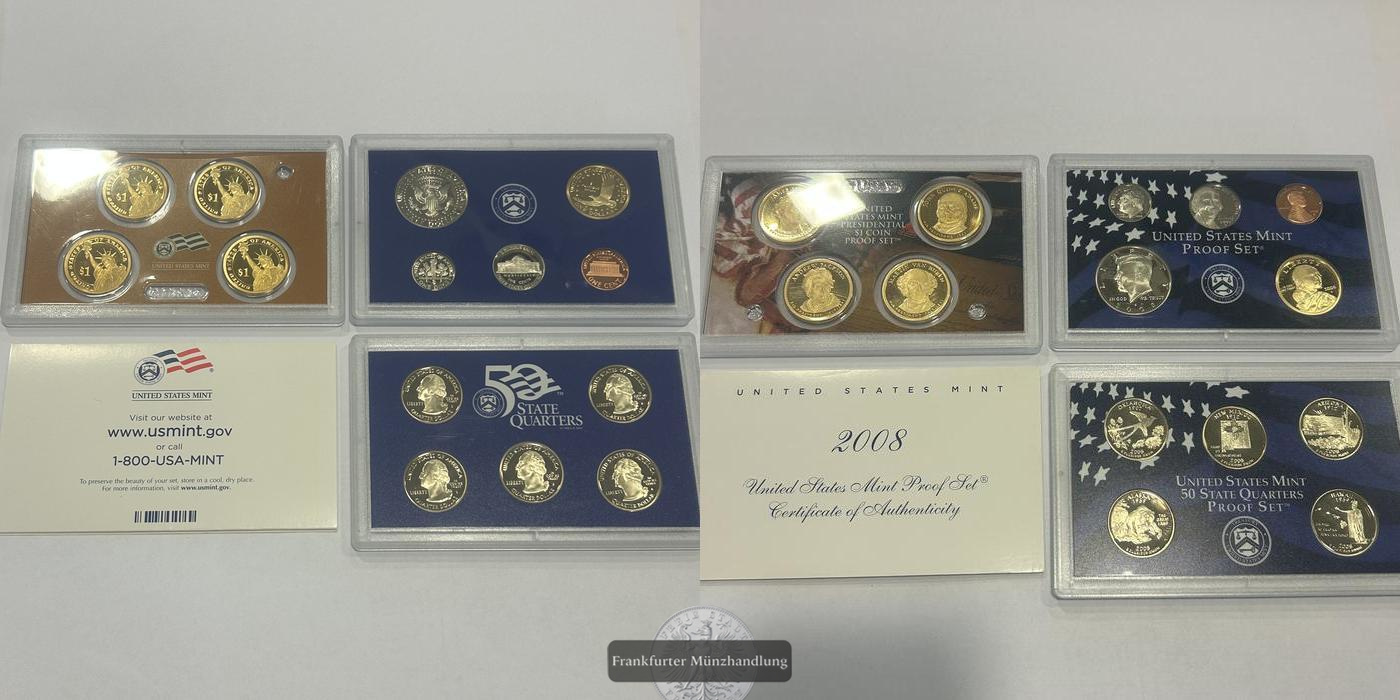  USA United States Mint Proof Set 14 Münzen 2008 FM-Frankfurt   
