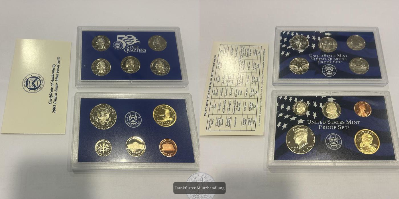  USA United States Mint Proof Set 10 Münzen 2003 FM-Frankfurt   