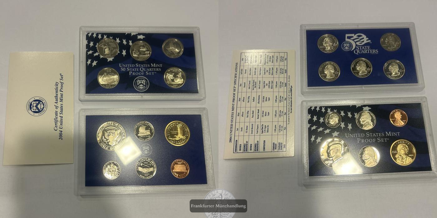  USA United States Mint Proof Set 11 Münzen 2004 FM-Frankfurt   