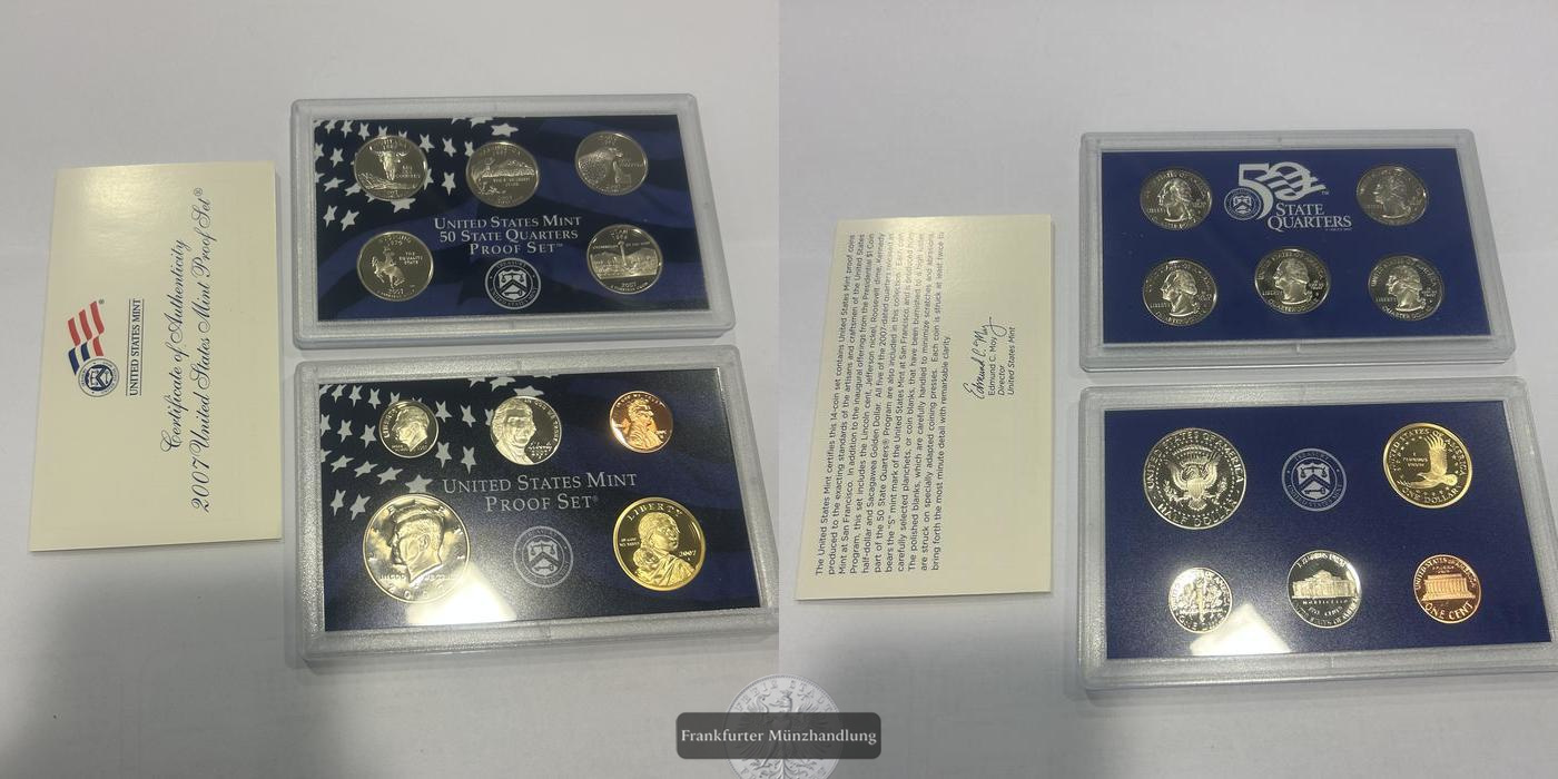  USA United States Mint Proof Set 10 Münzen 2007 FM-Frankfurt   