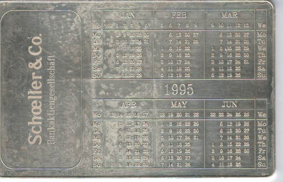  Silberbarren 50 g Valcambi Kalender 1995 Ag 999,0 silber Schweiz Österreich Spittalgold9800 (3469)   