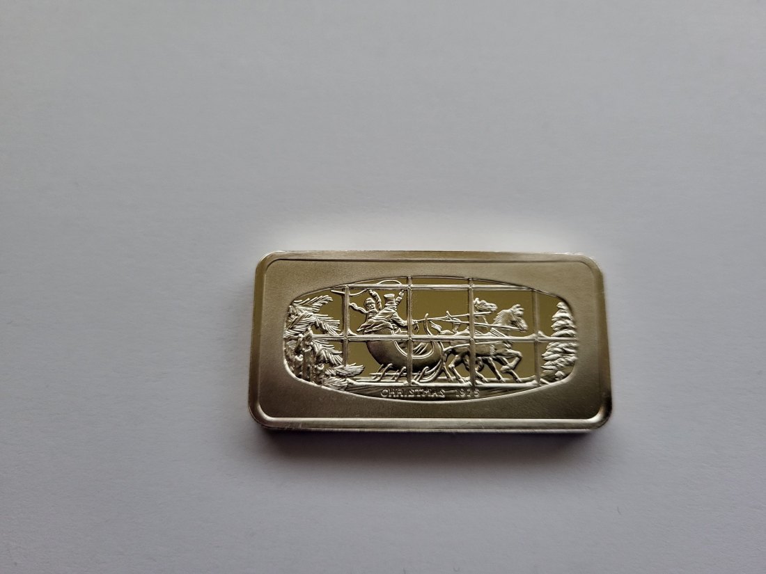  Silberbarren 33,7 g Christmas 1975 Franklin Mint Sterling silber USA Spittalgold9800 (3469)   