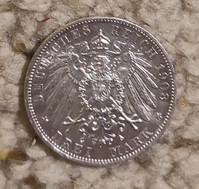  Preußen 3 Mark 1908, SILBER, Wilhelm II.   