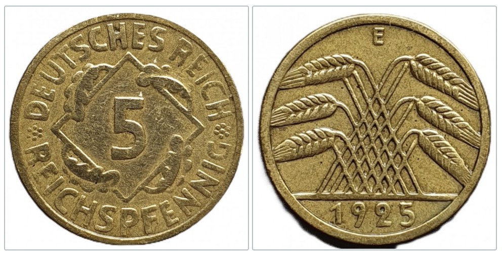  Deutschland 5 Reichspfennig 1925 E   