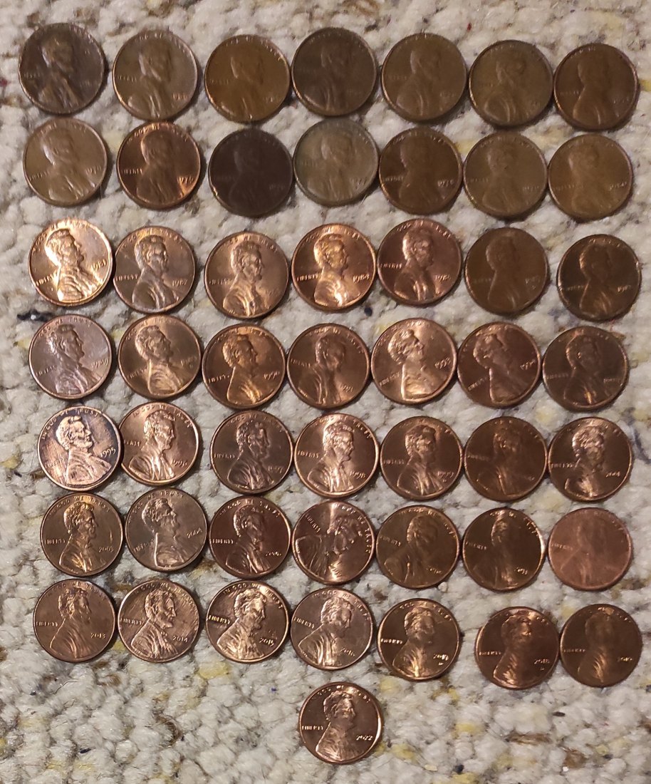  Set 128: USA Münzlot mit 50 x 1 Cent-Stücken   