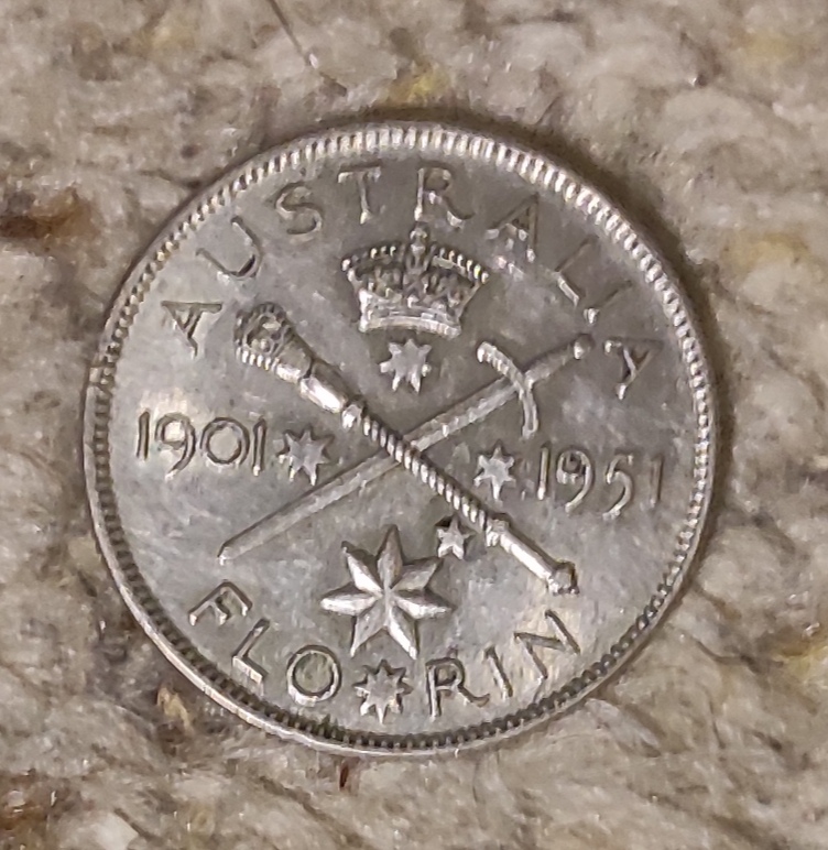  Australien 1 Florin 1951, SILBER, Föderation   
