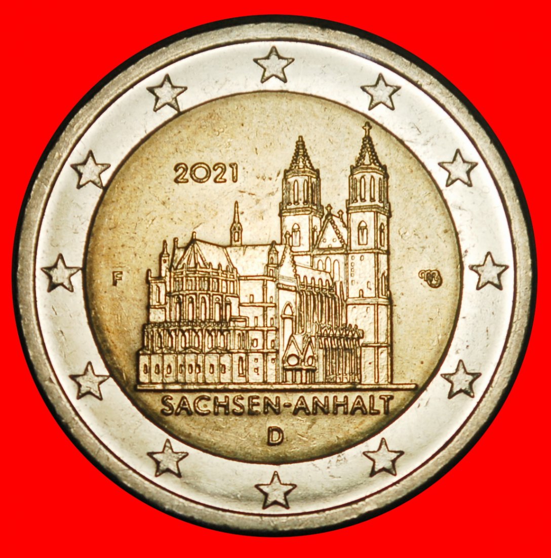 Ⰺ SAXONY-ANHALT: GERMANY ★2 EUROS 2021F BADEN-★NON-PHALLIC 2007-2026! DIE I!★LOW START ★ NO RESERVE!