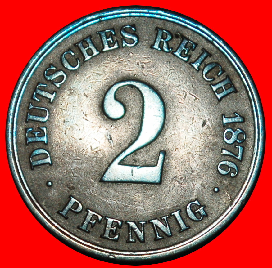 Ⰺ EAGLE (1873-1877): GERMANY★2 PFENNIGS 1876A PRUSSIA! WILLIAM I (1871-1888)★LOW START ★ NO RESERVE!