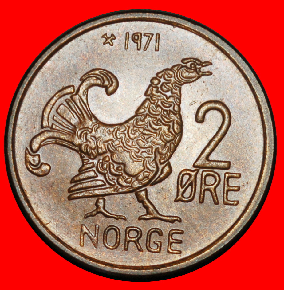 Ⰺ BIRD (1958-1972): NORWAY ★ 2 ORE 1971! OLAV V (1957-1991) DIES II C!★LOW START ★ NO RESERVE!