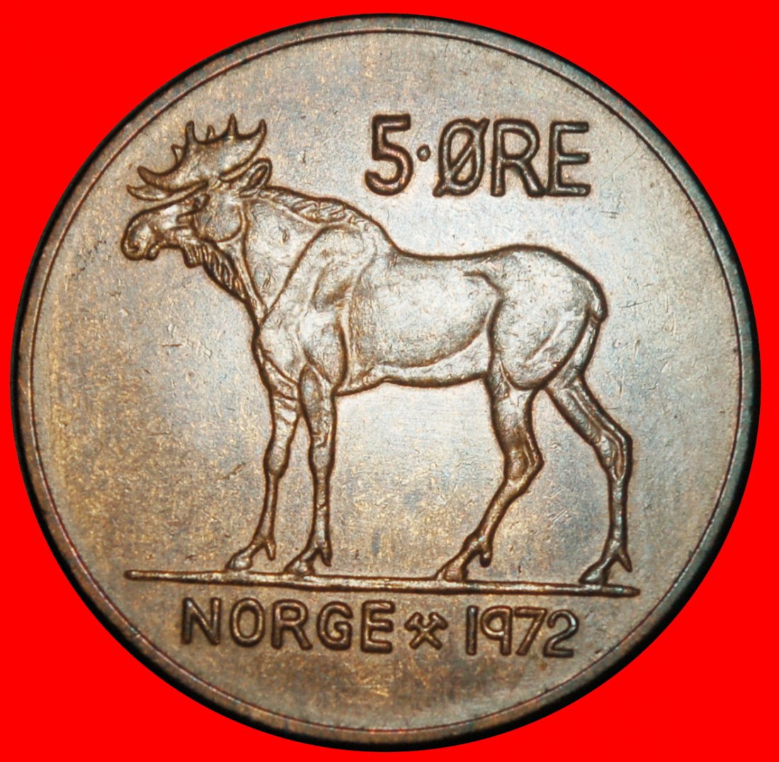 Ⰺ ELCH (1958-1973): NORWEGEN ★ 5 OERE 1972! OLAV V. (1957-1991) STEMPEL II C! ★OHNE VORBEHALT!