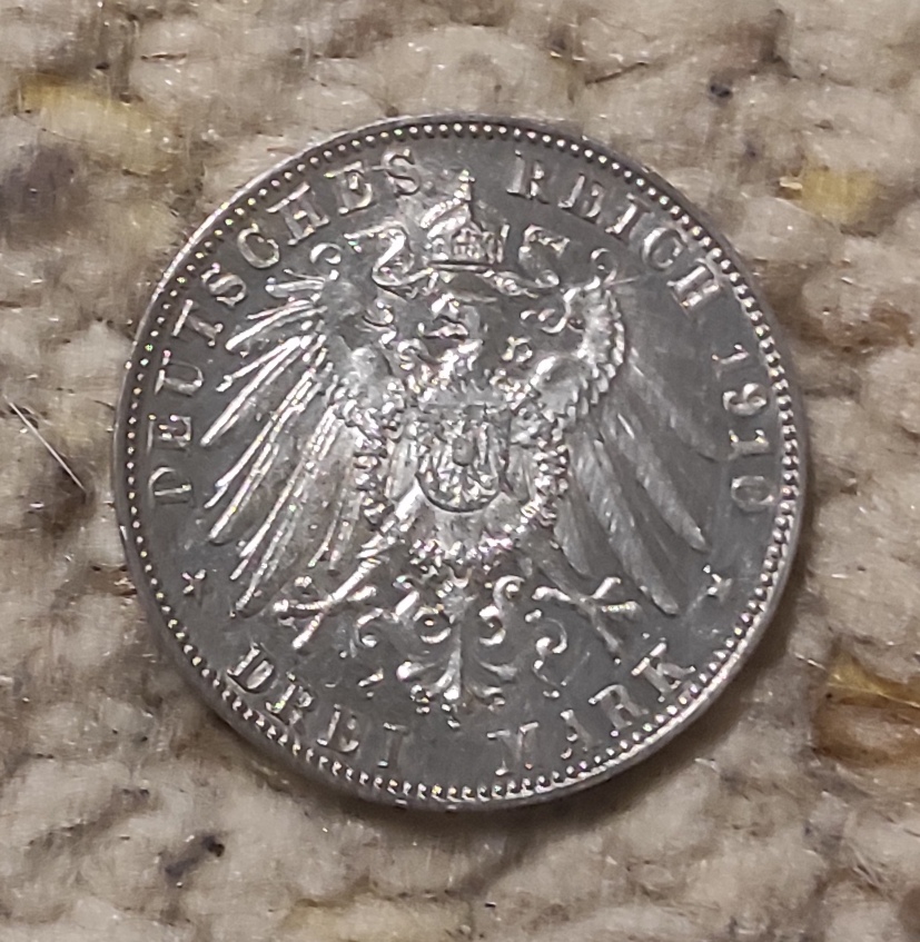  Bayern 3 Mark 1910, SILBER,   