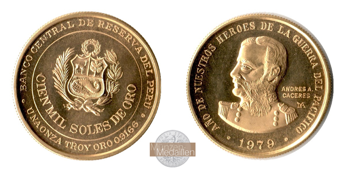 Peru MM-Frankfurt Feingewicht: 31,1g Gold 100.000 Soles 1979 